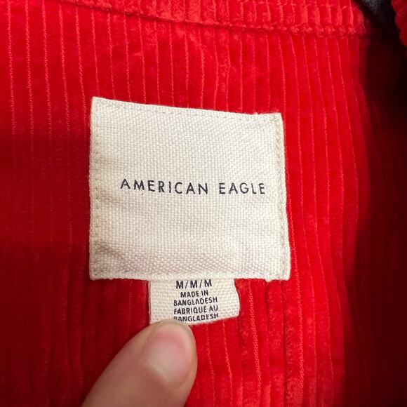 American Eagle Red Corduroy Snap Front Shacket Size Medium - Picture 3 of 9